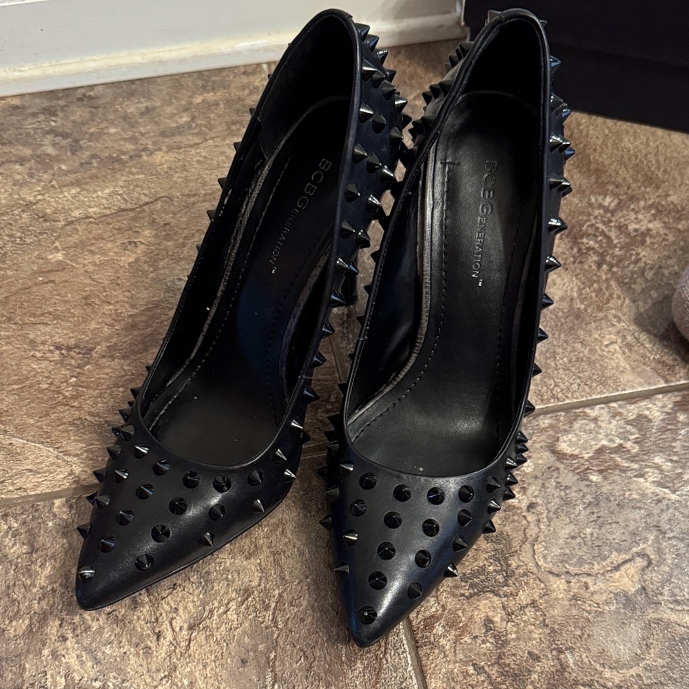 BCBGeneration Black Spiked Heels